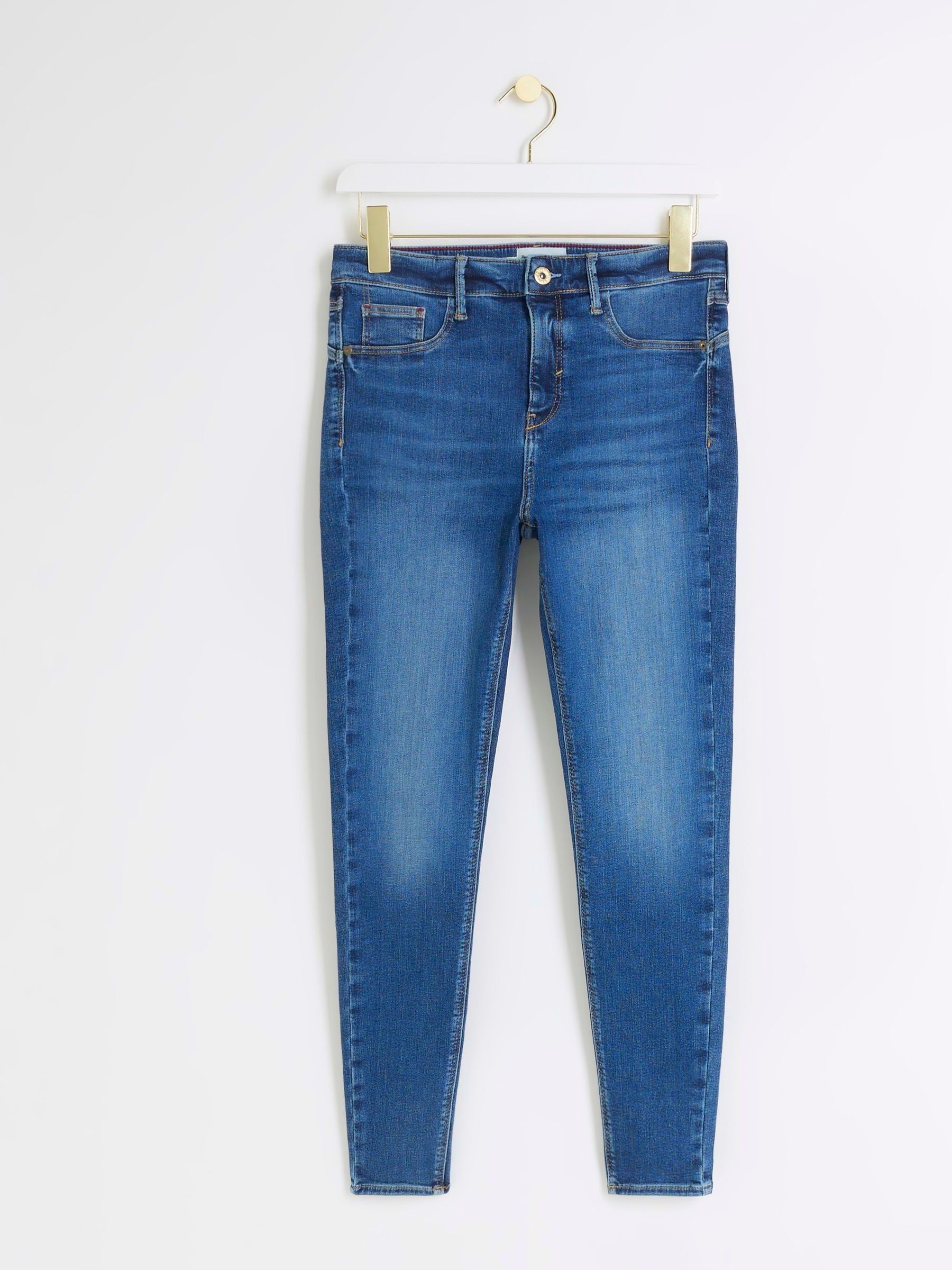 Donkerblauw - River Island - Billenvormgevende skinny jeans met halfhoge taille