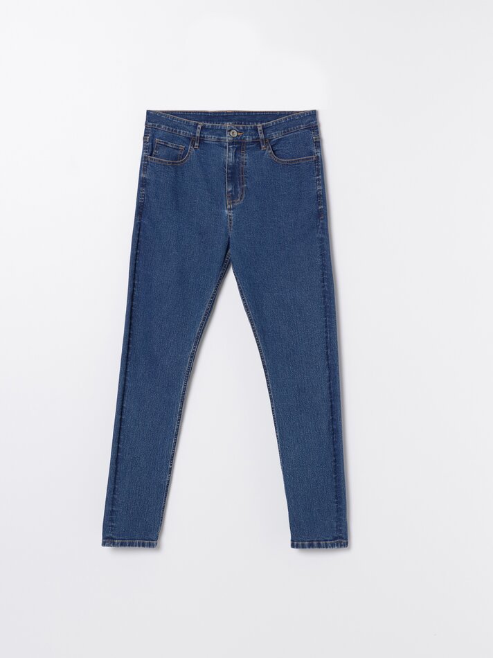 Calça jeans skinny com efeito spray - Azul