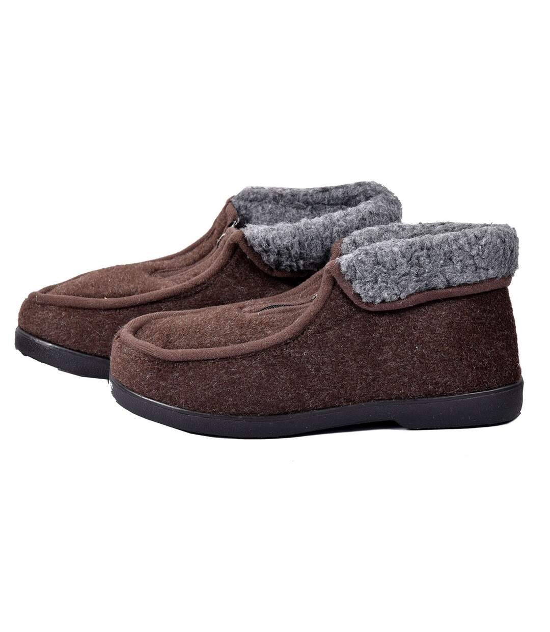 CHARENTAISE Homme Pantoufle ZIPPEE K88R6 MARRON