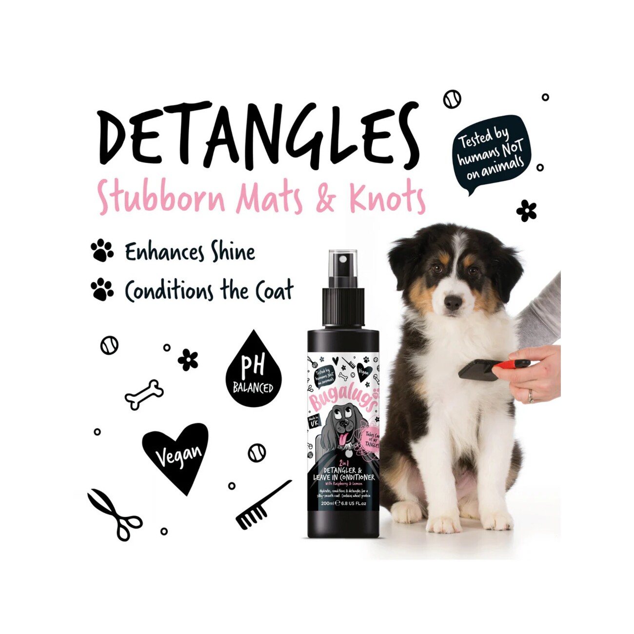 Bugalugs Fellentwirrungsspray 2 in 1 Himbeere & Zitrone 200 ml