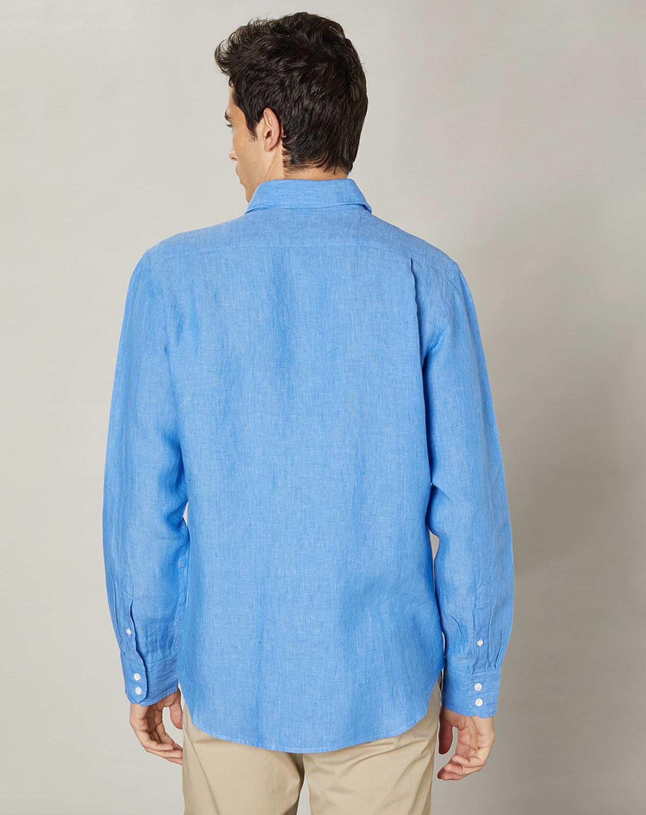 Hartford Chemise regular 100% Lin Paul azur