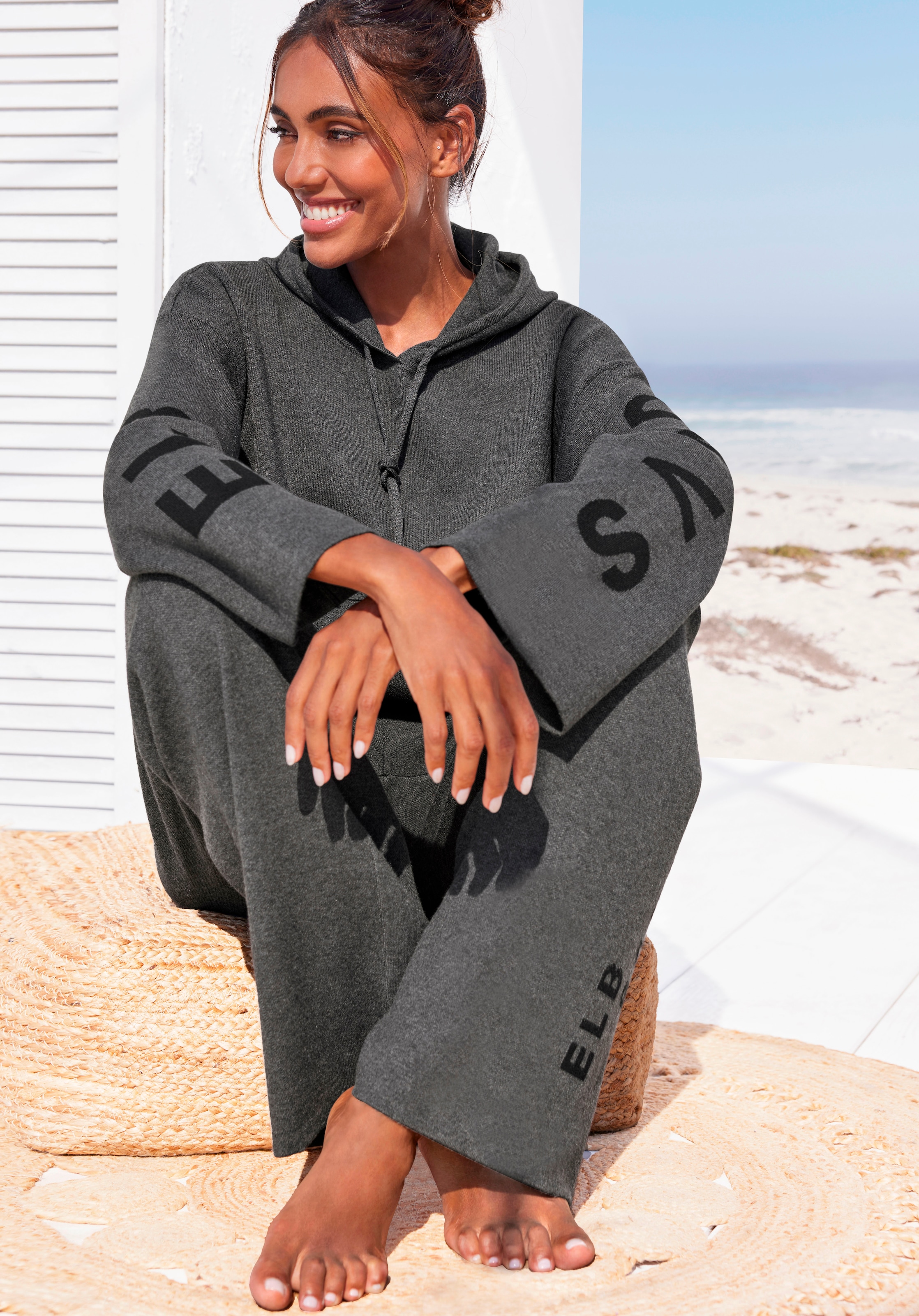 Elbsand Strickhose  mit weitem Bein und eingestricktem Logo, Loungewear