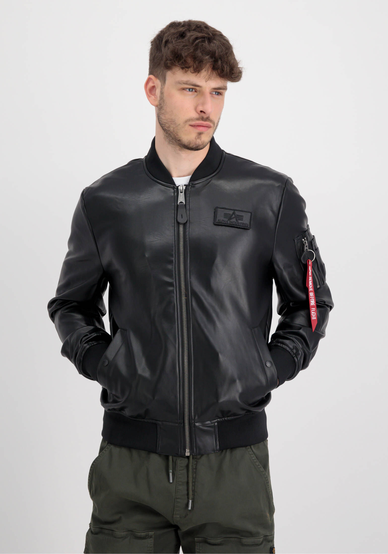 Alpha Industries| Herren Bomberjacke aus Kunstleder