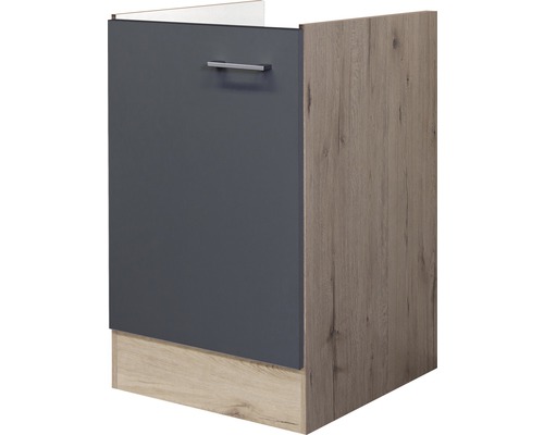 Flex Well wastafelmeubel Tiago BxDxH 50 x 57,1 x 82 cm basaltgrijs mat gedemonteerd scharnier omkeerbaar (links of rechts te monteren)