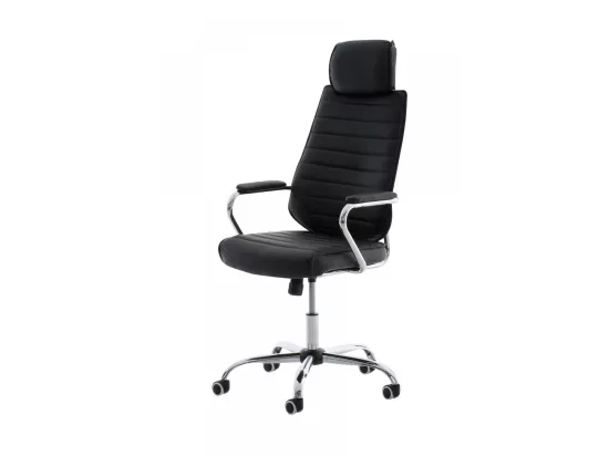 Chaise de bureau - Similicuir & Métal chromé - Noir - Rako