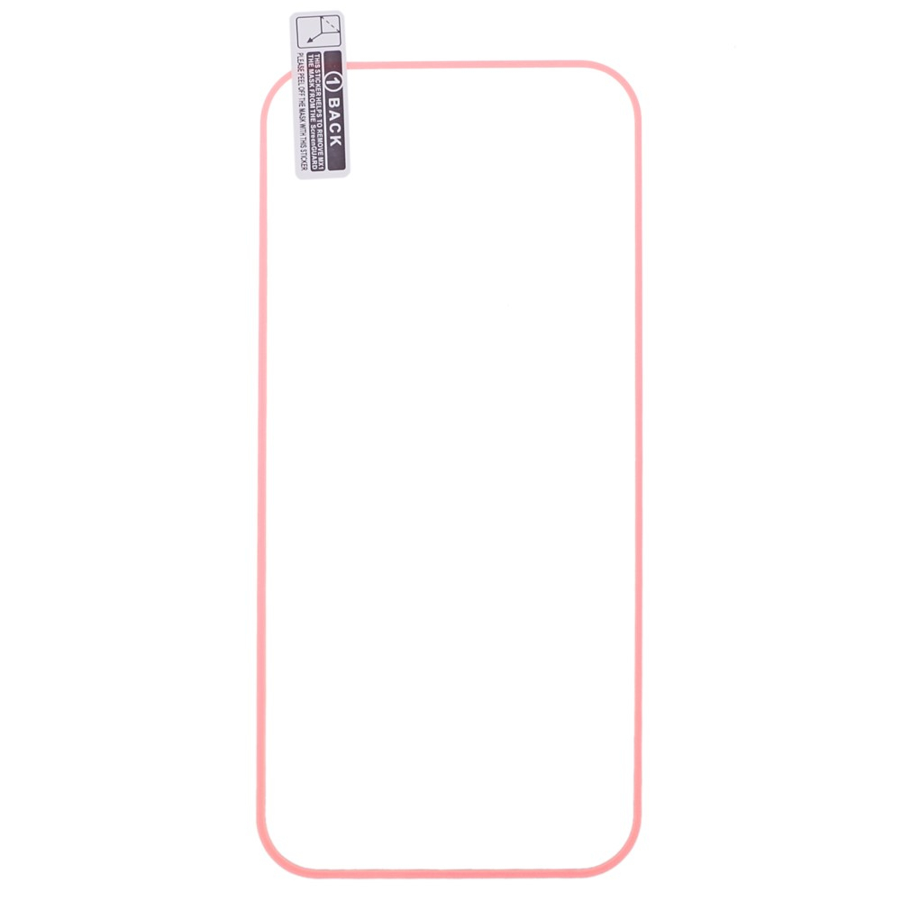 iPhone 14 Full-Screen Vollbild Glas Fluoreszierender Display Schutz mit Leuchtendem Alu Rahmen - Pink / Transparent
