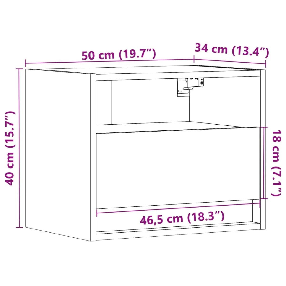 VIDAXL Table de Chevet Murale - Noir