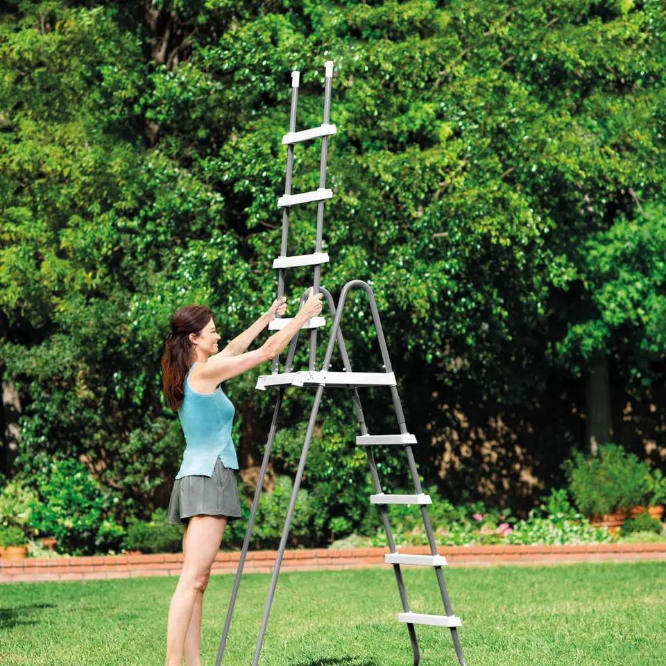 INTEX - Zwembadladder - Grijs - Kunststof