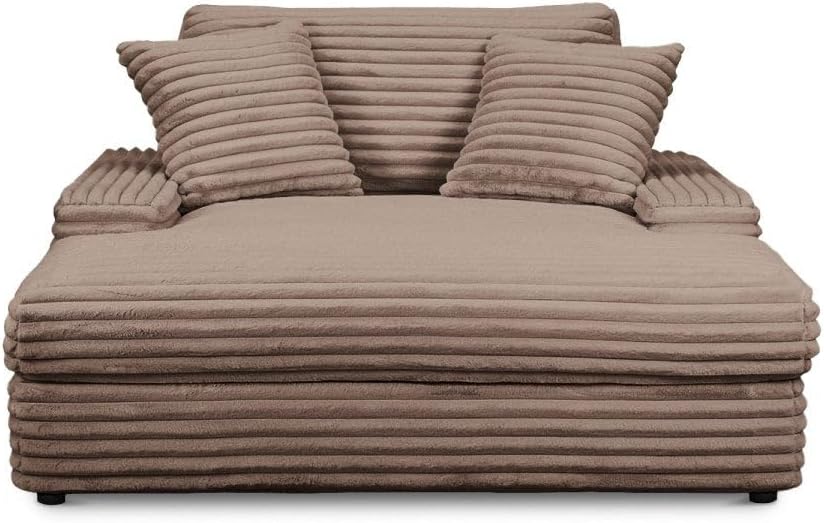 DecoInParis Canapé Droit méridienne 1 Place en Gros côtelé Doux Taupe DAHO DS5843928