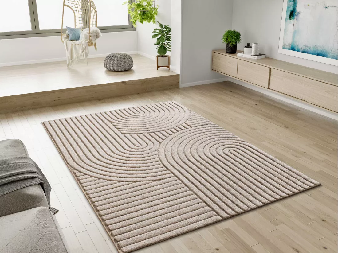 Tapis intérieur - scandinave avec relief - blanc - 160 x 230 cm - DIENA