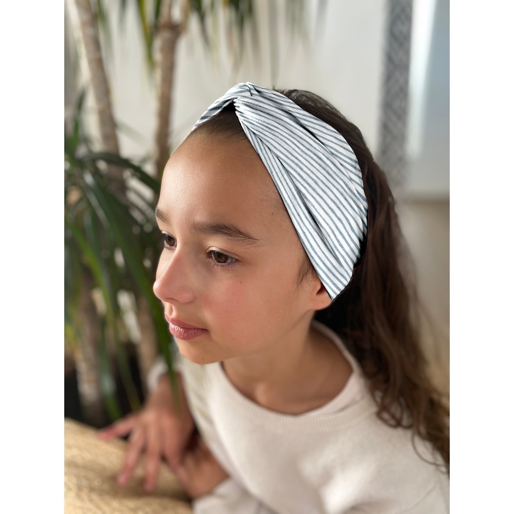 Bandeau Jersey Croisé Enfant Rayé Bleu Blanc