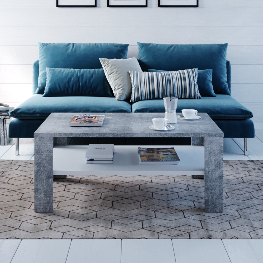 VICCO Couchtisch Beton Optik Weiß Wohnzimmertisch Beistelltisch Holztisch