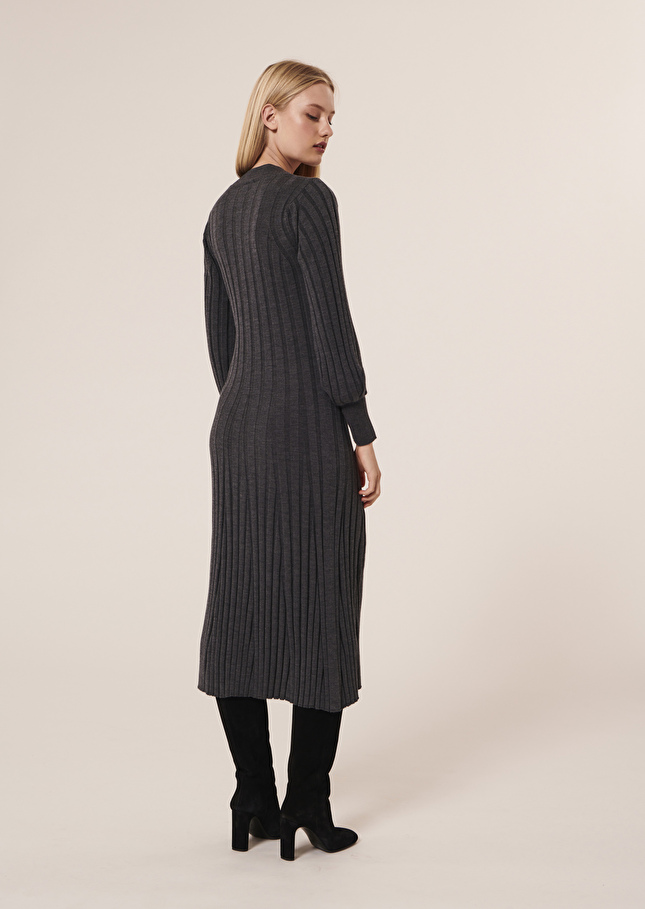 Robe Ryokagrise en laine merinos