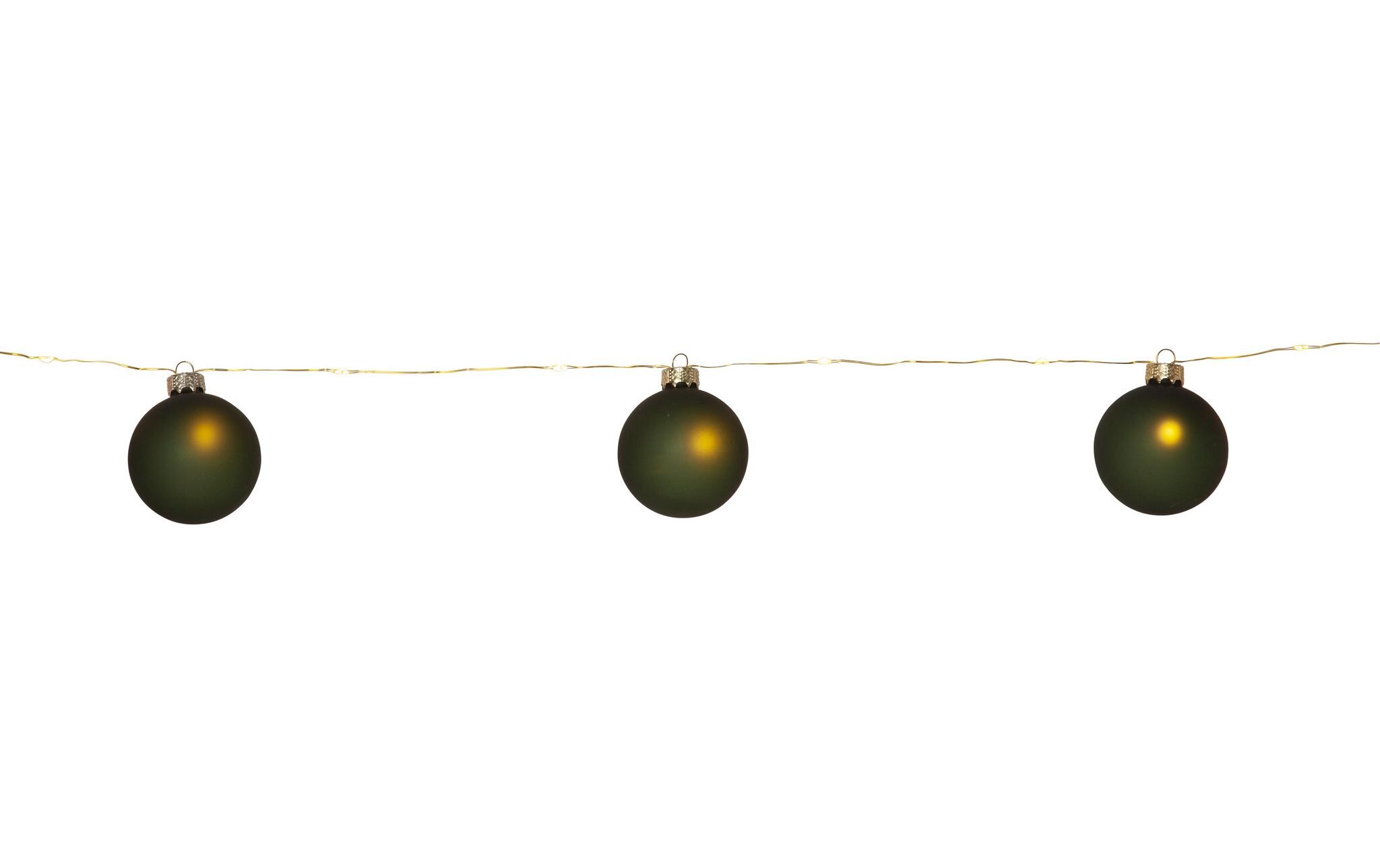 LED-Lichterkette Bliss, 1.6 m, 8 Kugeln, GrünMessingfarbene Lichterkette
