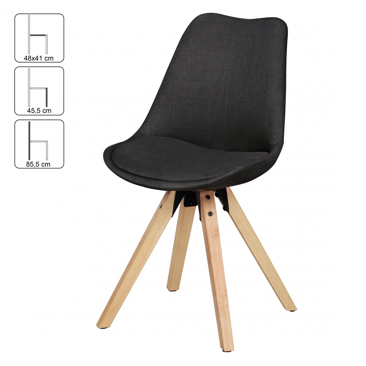 2er Stuhl-Set - anthrazit - Webstoff - Skandi