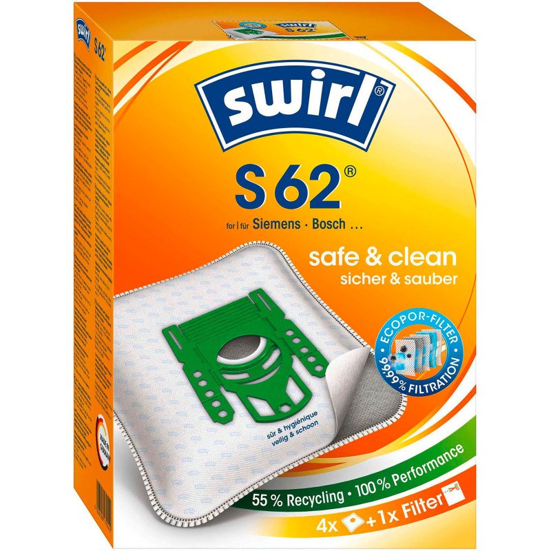 Sac d'aspirateur S 62, avec filtre MicroporPlus - Lot de 4