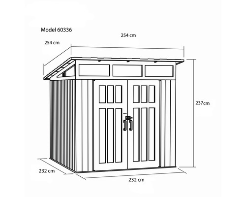 LIFETIME Merkur tuinhuis inclusief vloer, wandhaken en plank, 254 x 254 cm, grijs