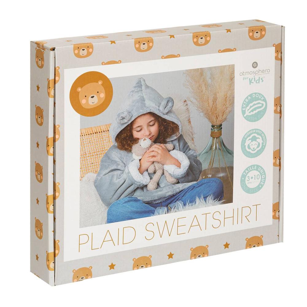 Atmosphera Sweat Plaid Gris Enfant Atmosphera Ours 3-10 Ans