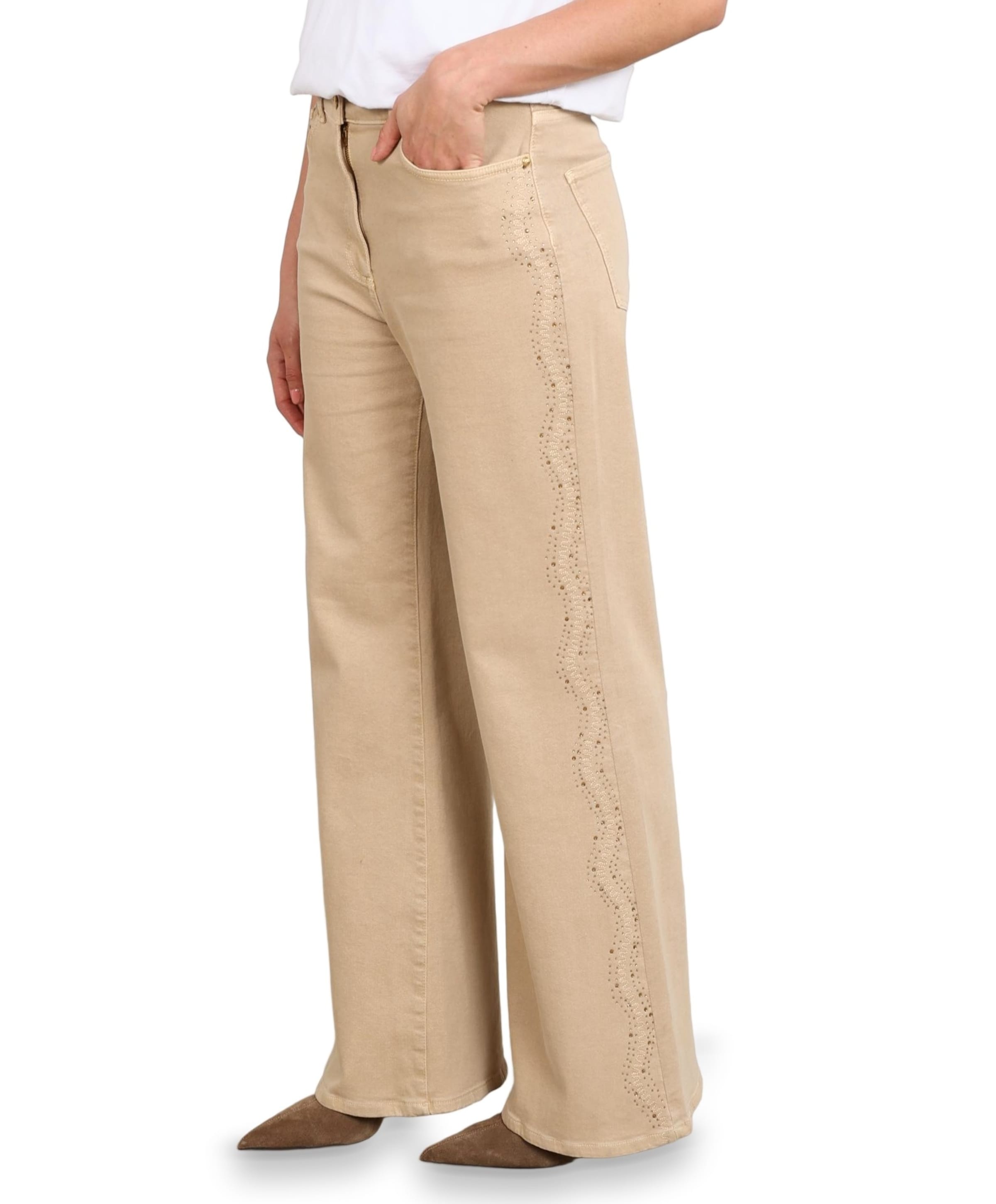Nukus Tessa Strass dames broek beige