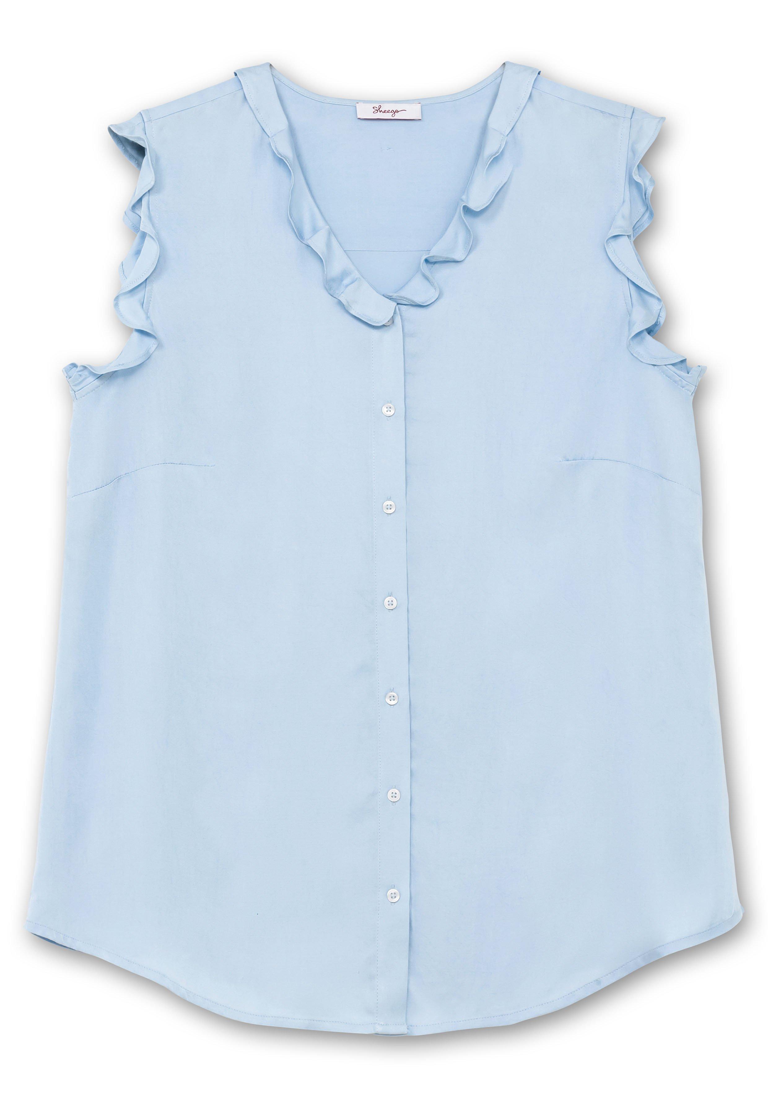 Bluse in ärmelloser Form mit Volants, aus Viskose