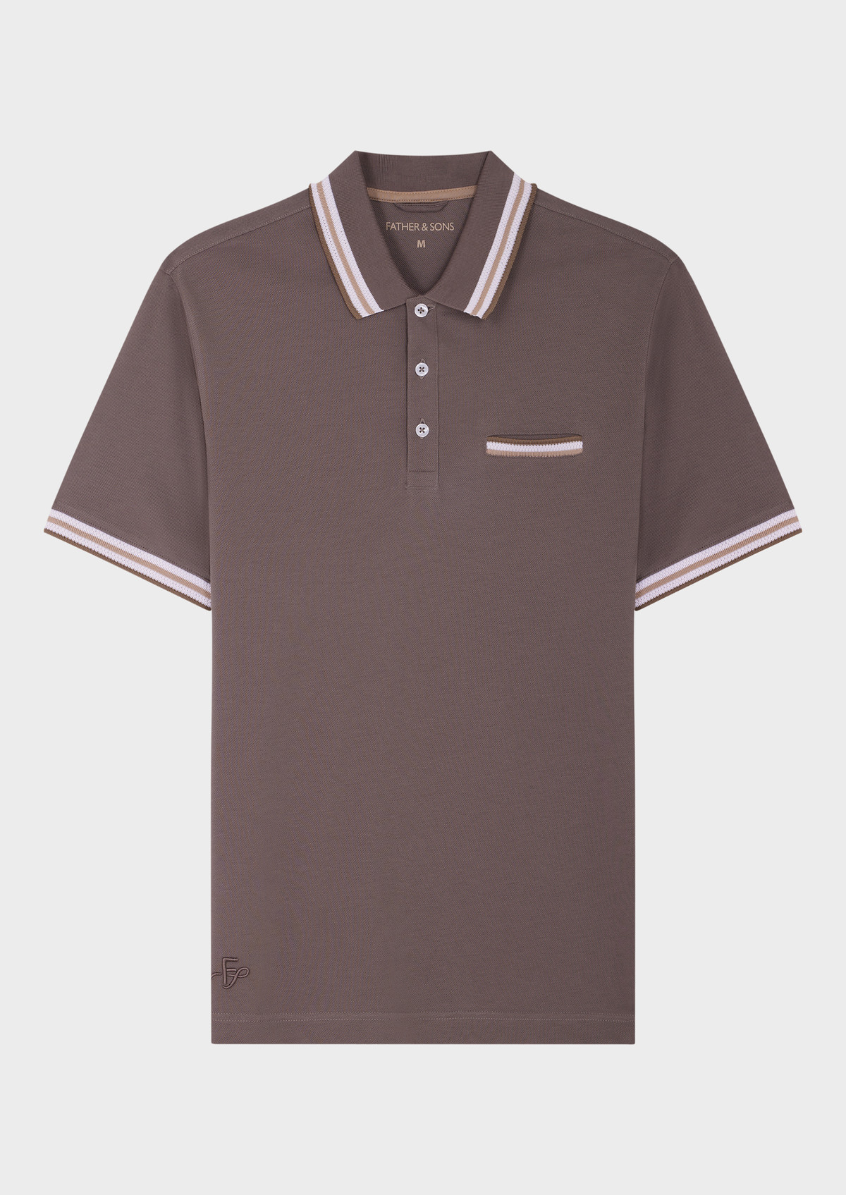 Polo manches courtes Slim en coton uni taupe