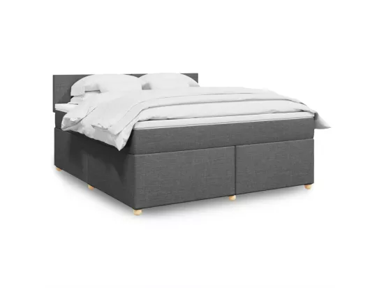 Sommier à lattes de lit avec matelas Gris foncé 180x200cm Tissu