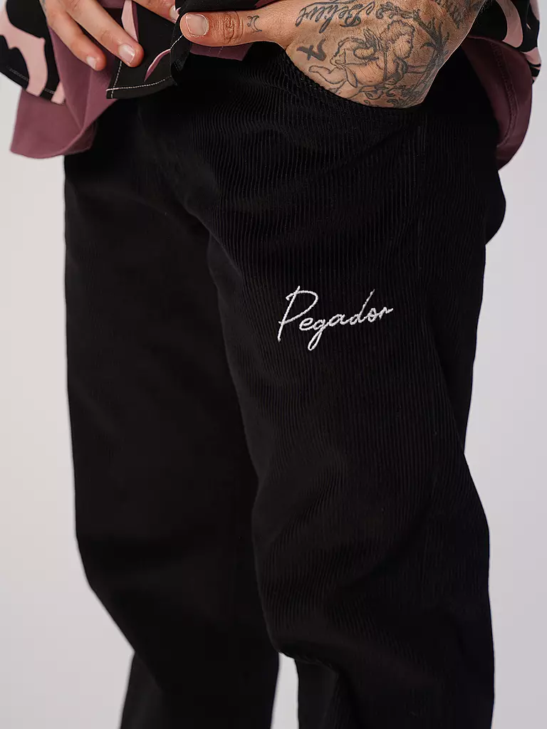 PEGADOR Cordhose  Straight Fit  schwarz