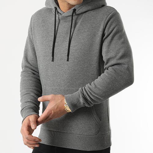 Sweat Capuche Uni 91 Gris Anthracite Chiné