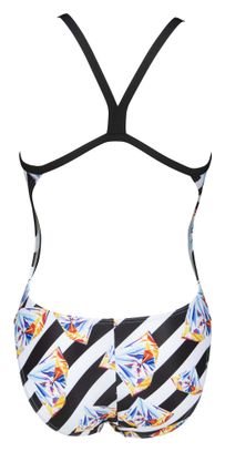 Maillot de Bain 1-pièce Femme Arena Crazy Diamonds Challenge Back Blanc Noir