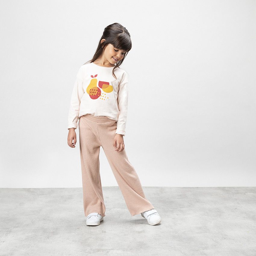 T-shirt manches longues print poires pour enfant fille - Ecru