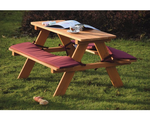 Kinderpicknicktafel van hout, 89x79x50 cm, bruin, inclusief zitkussens
