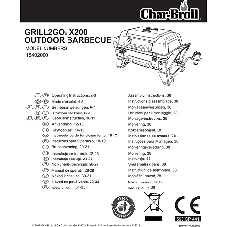 Char-Broil X-200 bærbar gasgrill