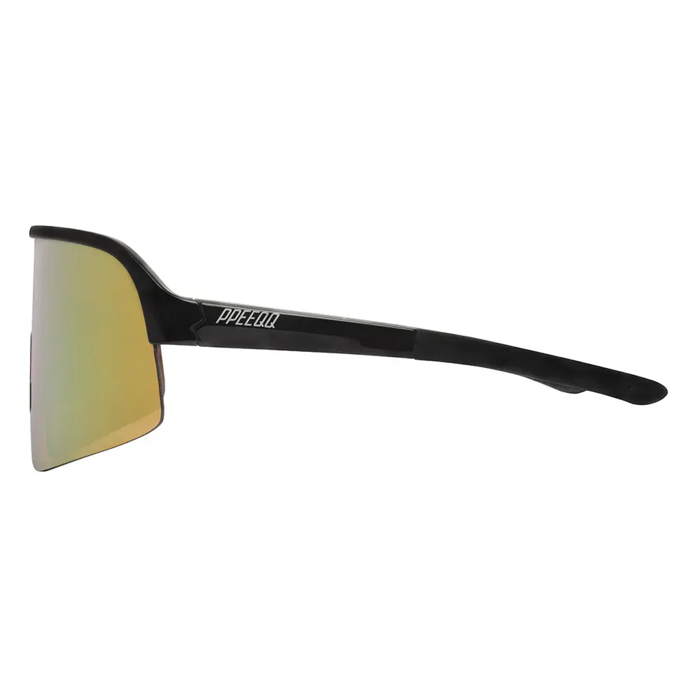 ppeeqq Model-I Fietsbril Glanzend Zwart met Gouden Lens