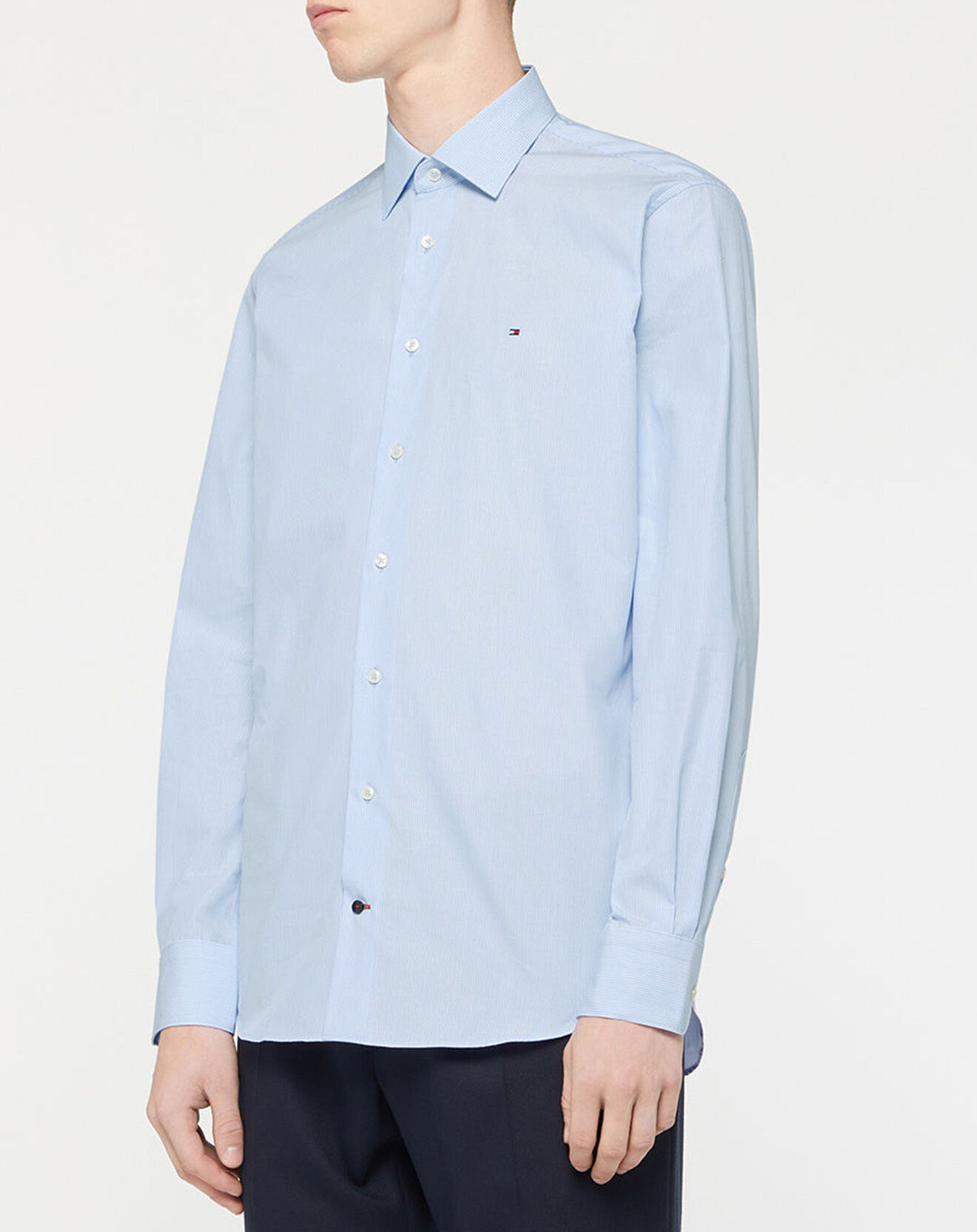 Tommy Hilfiger Chemise Regular en Popeline à rayures bleu/blanc
