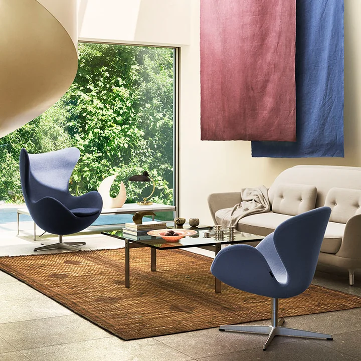 Fritz Hansen - Egg Chair, Aluminium gebürstet matt / Capture blau 6001