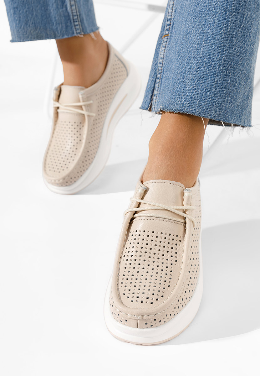 Mocassins femme en cuir beige Melodisa