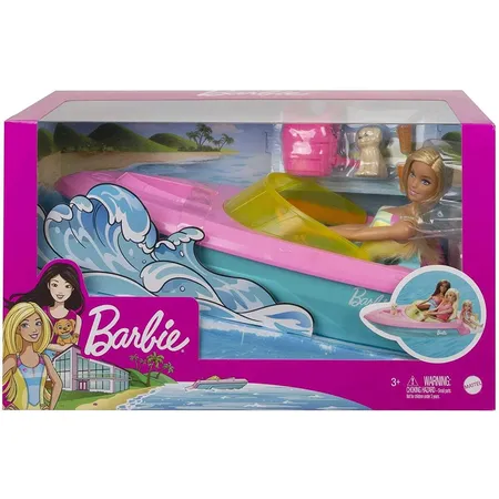 Barbie Boot-Spielset mit Puppe inkl. Haustier Hündchen und Zubehör