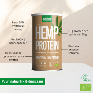 Purasana Vegan Protein Poeder Hennep Naturel 400GR