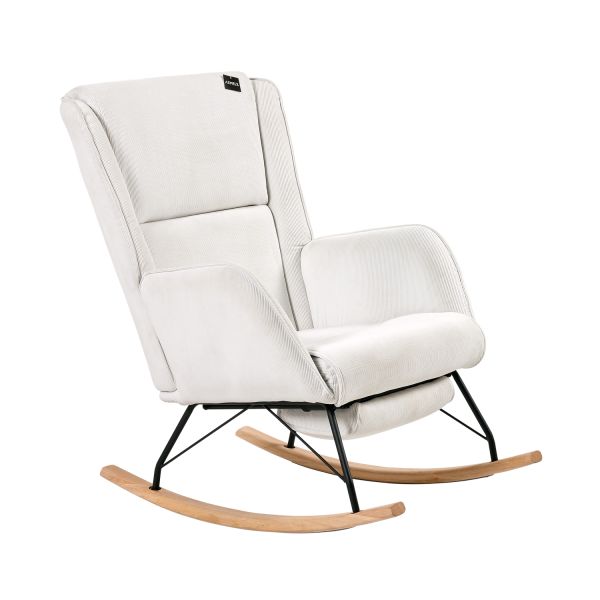 Aemely Relax Schommelstoel Met Voetensteun – Ribstof – Wit
