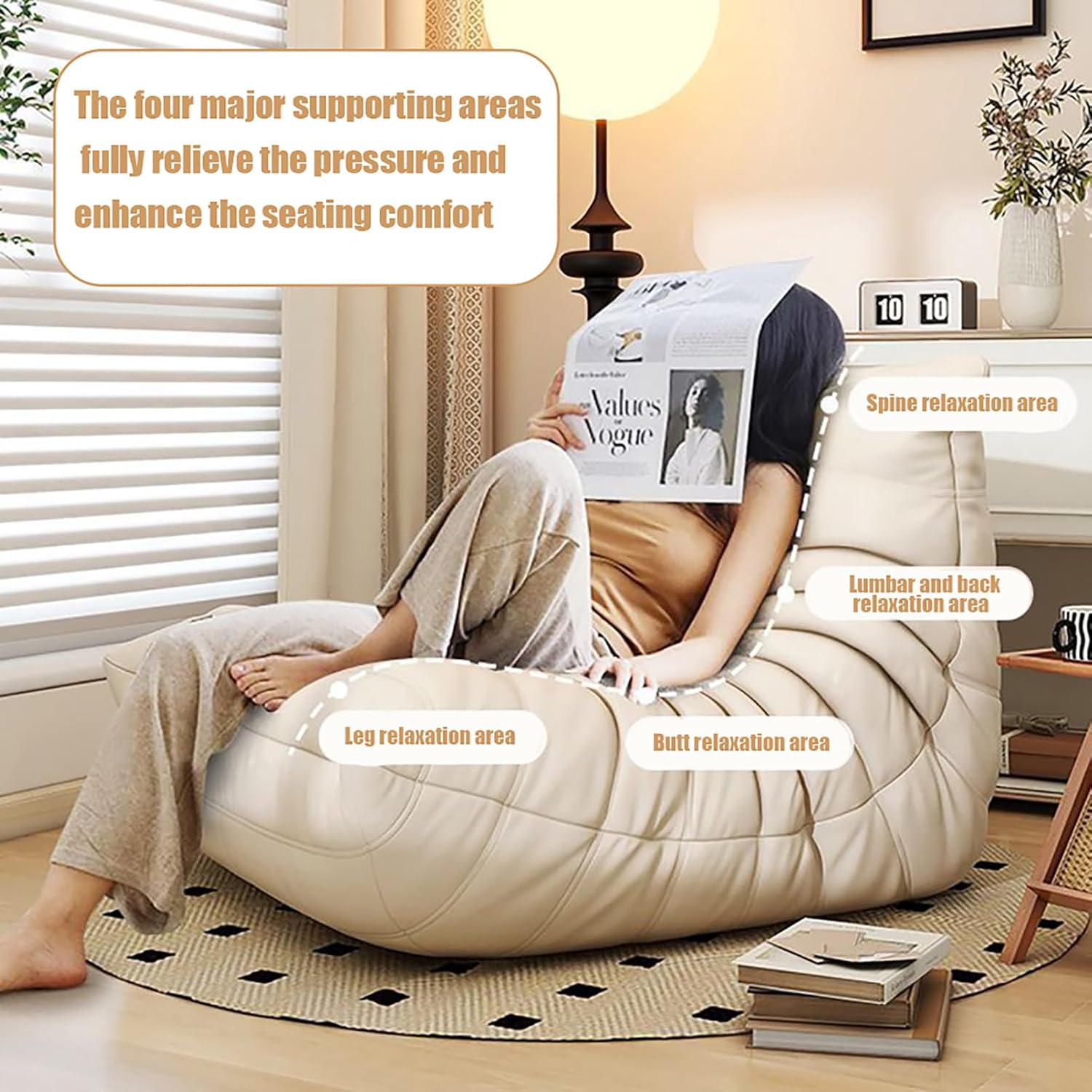 Togo Kaminsessel, Ecksitzsäcke, Bequemes Lazy-Bodensofa, Loungesessel-Sofa Aus Schaumstoff Mit Ergonomischem Design, Für Wohnzimmer, Schlafzimmer, Wohnheim, Salon, Büro