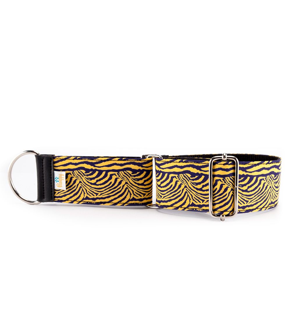 Coleira ajustável Pappy Galgo Speedy com estampa de zebra amarela para cães