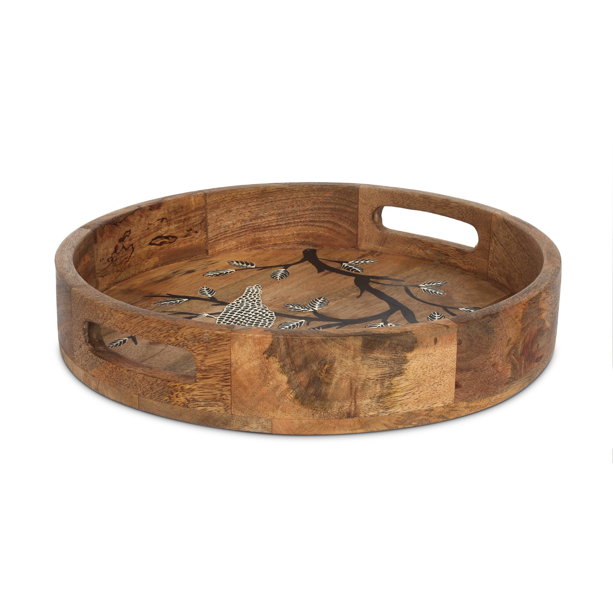 2er-Set Tablett 'Patul' aus Mangoholz, natur, schwarz-weiß zu 80,00