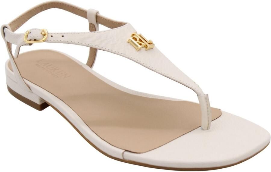 LAUREN RALPH LAUREN Dames Everley 2 Flat Sandal Maat: 38 Materiaal: Textiel Kleur: Wit