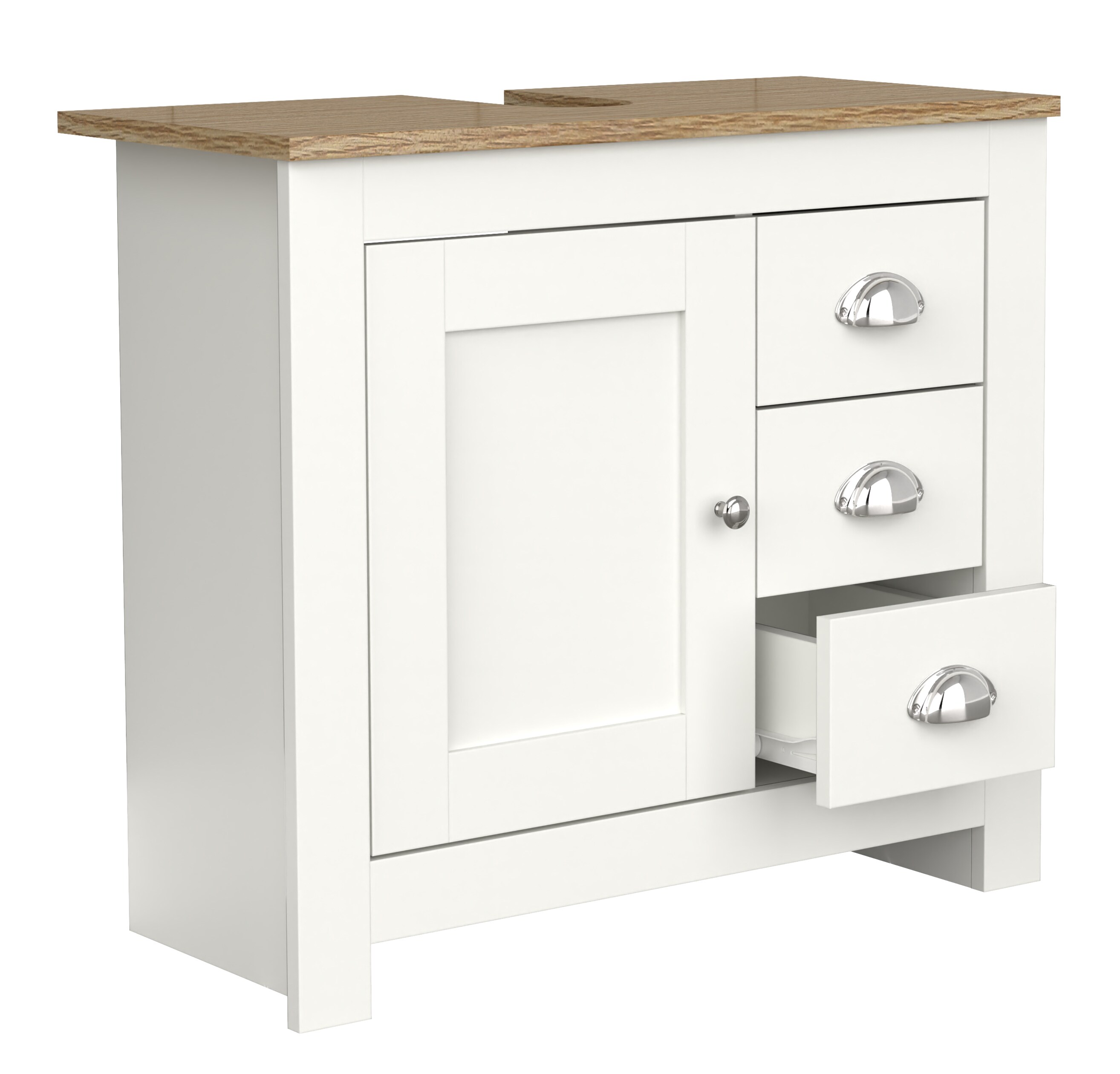 VCM Badmöbel Badunterschrank Waschbeckenunterschrank Badezimmer Schublade Balusa L