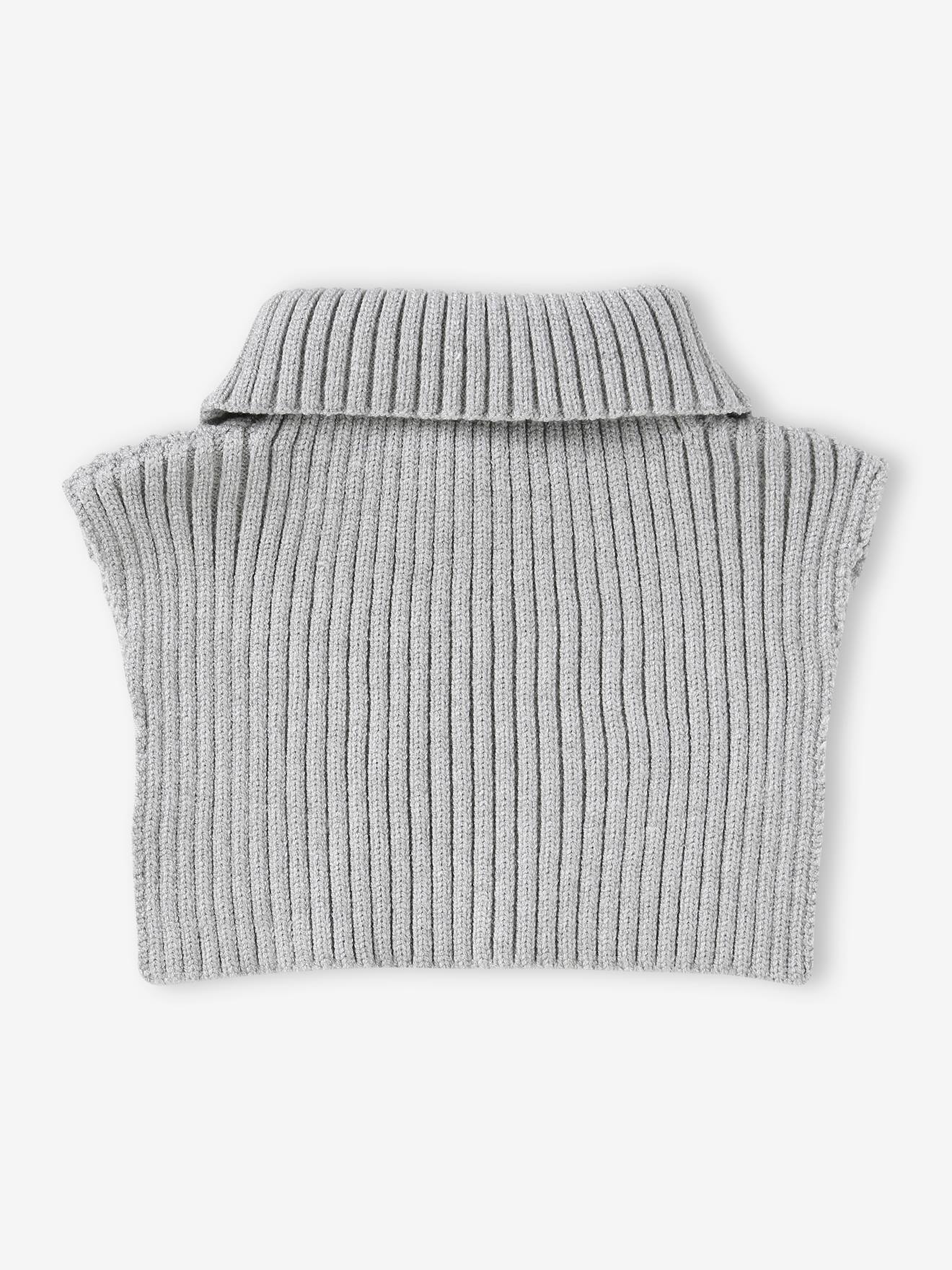 Blusa de gola alta canelada cinza para meninas