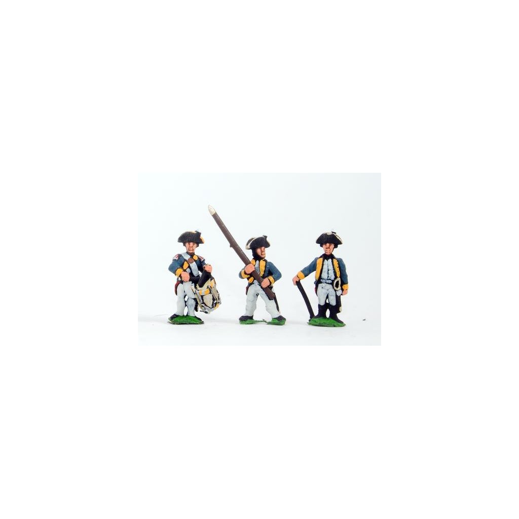 AWI German: Command: Line Infantry Officer, Standar Bearer & Drummer, halted