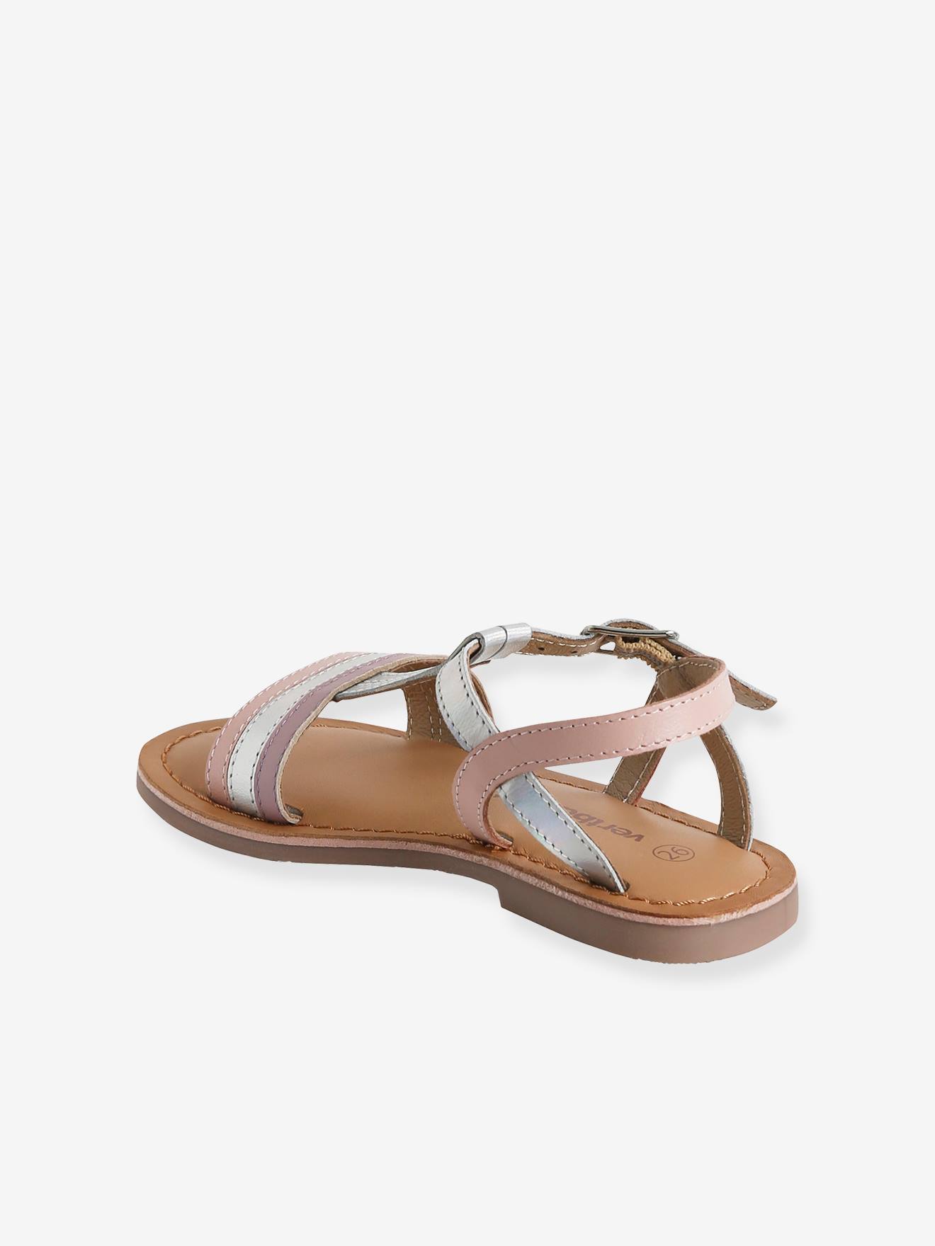 sandálias de couro prateadas para meninas