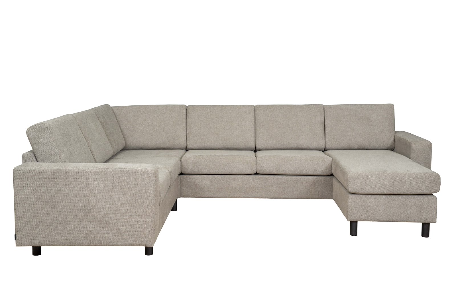 Square U-hjørnesofa Tekstil Enter 10 Liver med arm 4 og runde ben i eik natur 12 cm. Vendbar sjeselong