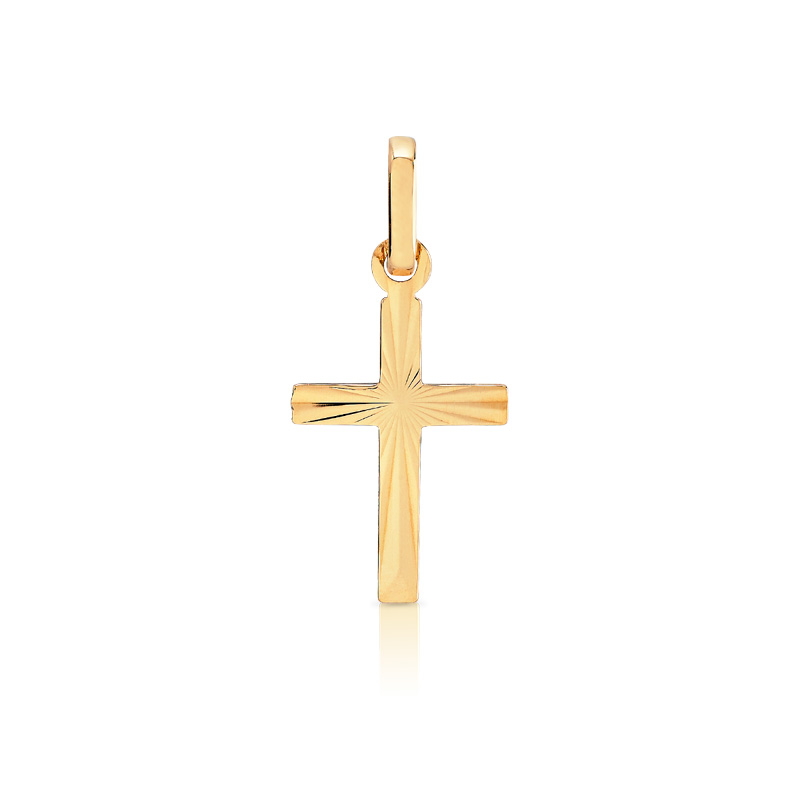 Pendentif croix or 750 jaune diamanté