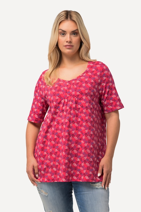 T-Shirt, A-Linie, Zierfalten, Herzausschnitt, Halbarm